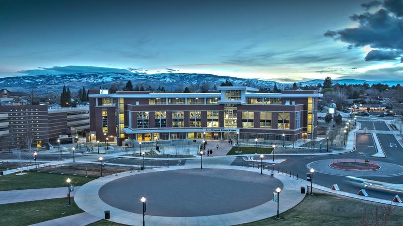 E.L. Weigland Fitness Center at dusk 