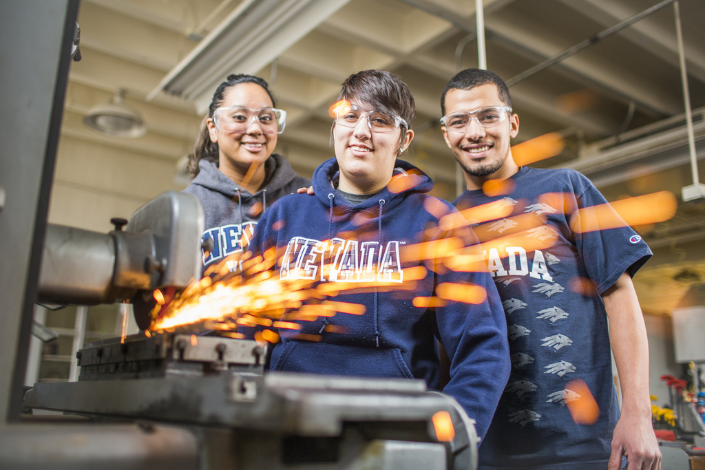 Students in the machine shop